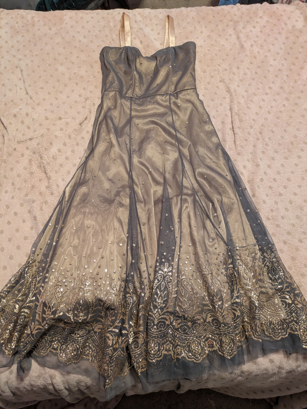 Charcoal and Gold Prom Dress Juniors